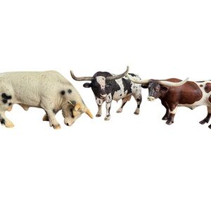 Schleich Longhorn Bull Lot Of 3 Vintage Retired